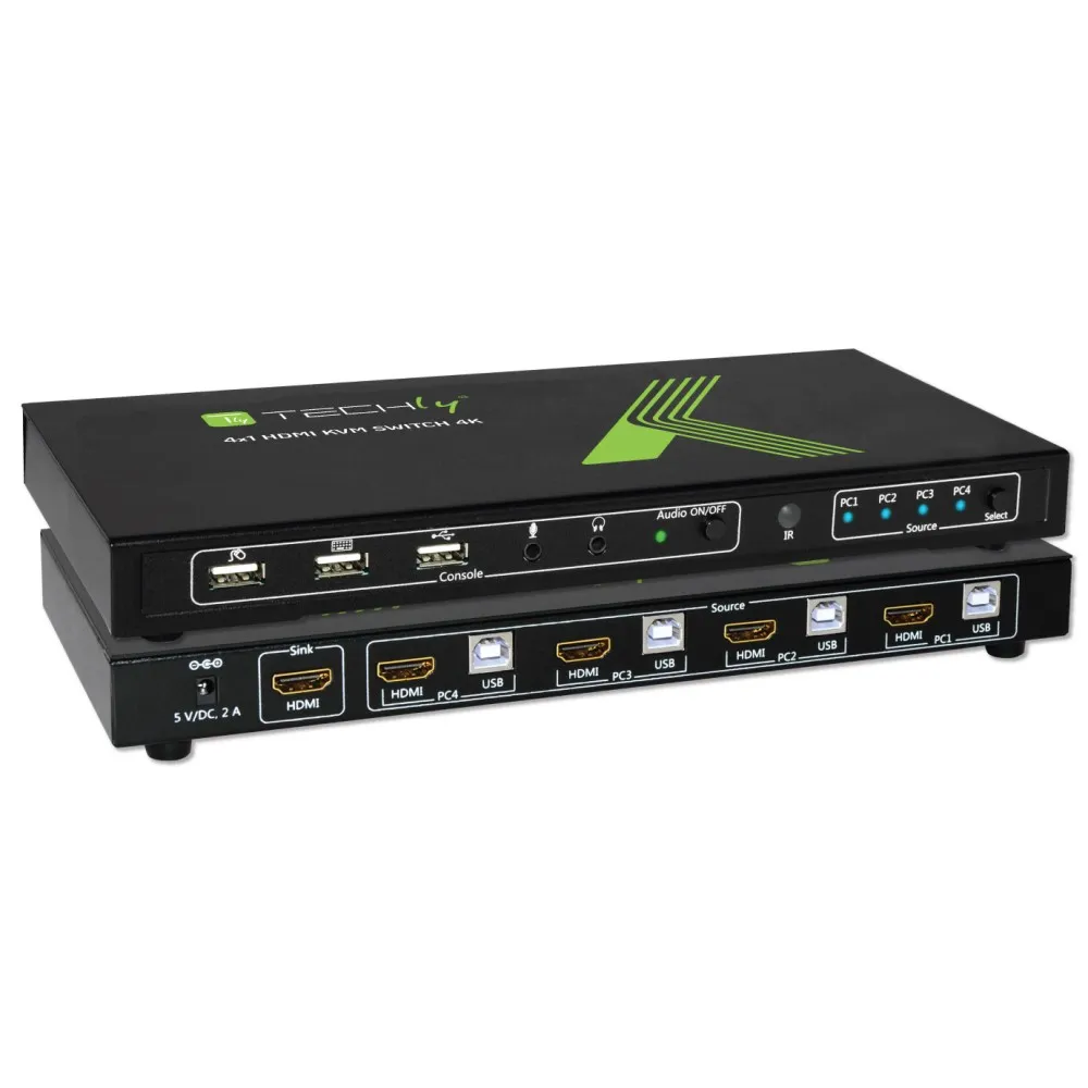 Techly 4x1 USB HDMI 4Kx2K IDATA KVM-HDMI4U KVM switch