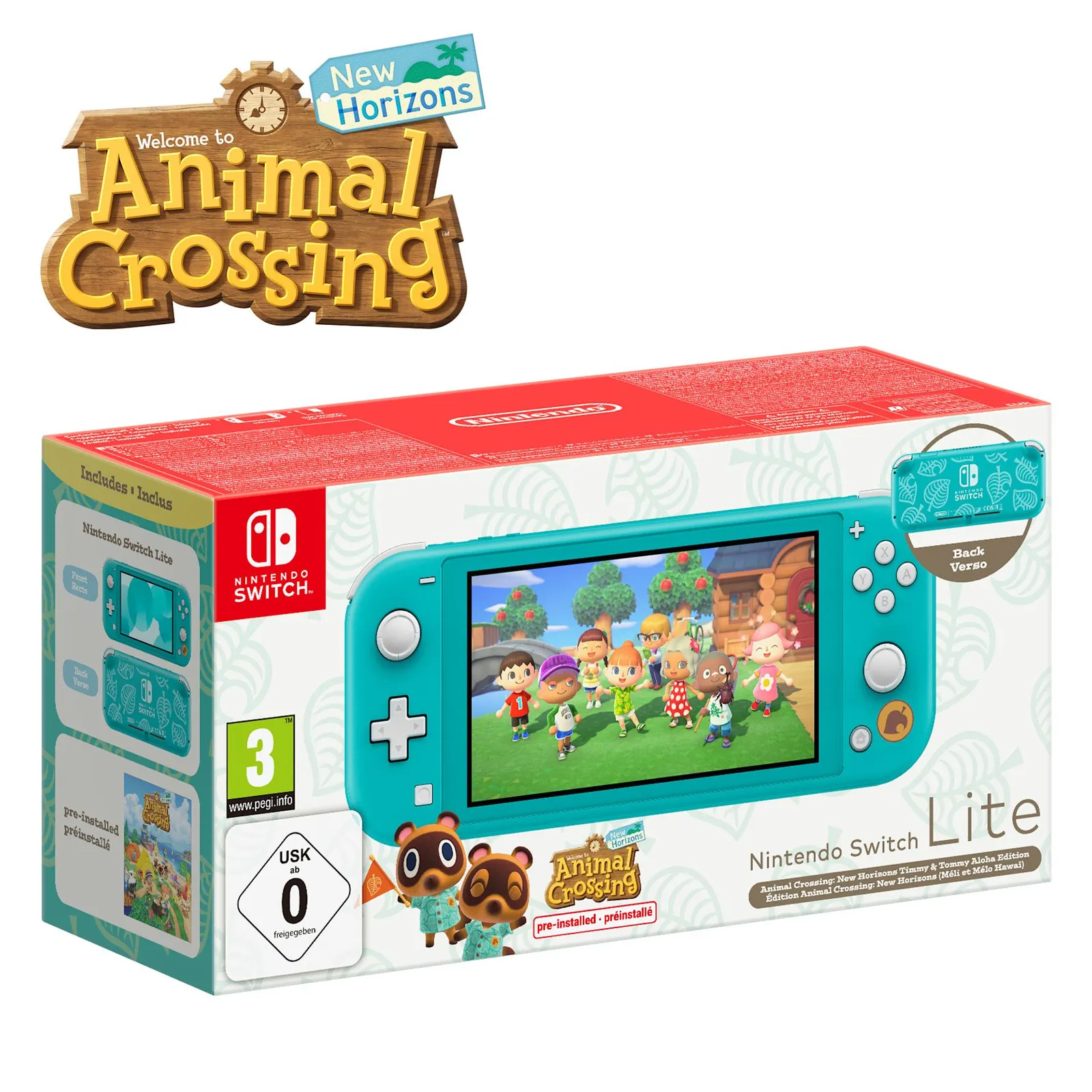 Nintendo Switch Lite Turquoise + Animal Crossing: New Horizons + 12 Monate NSO portable game console – slika 2