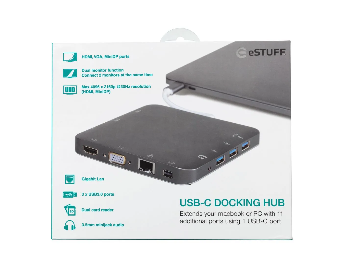 eSTUFF USB-C Docking Hub Grey – slika 7