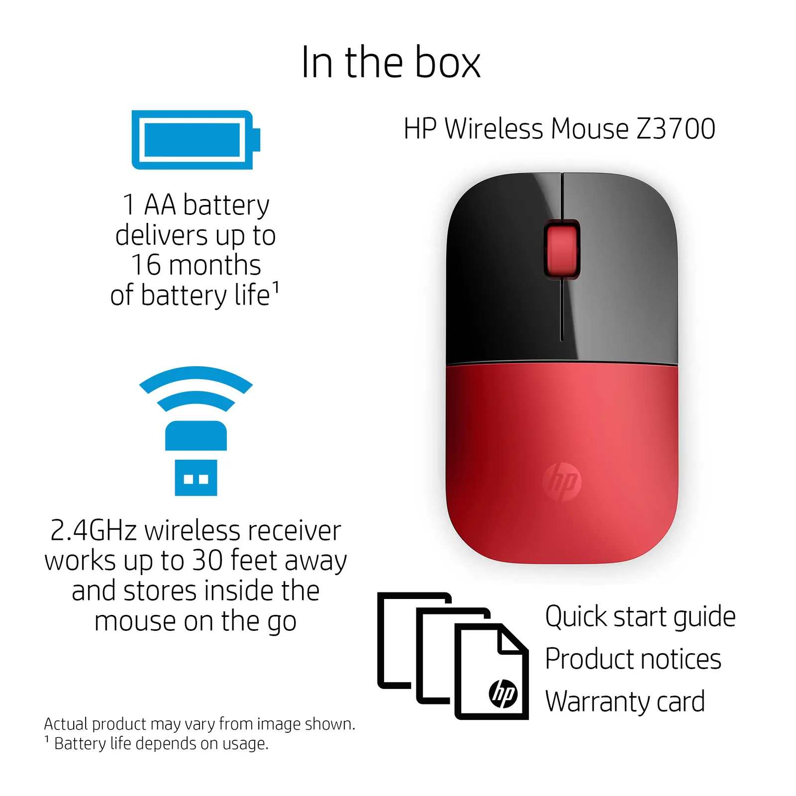 HP Z3700 Red Wireless mouse – slika 3