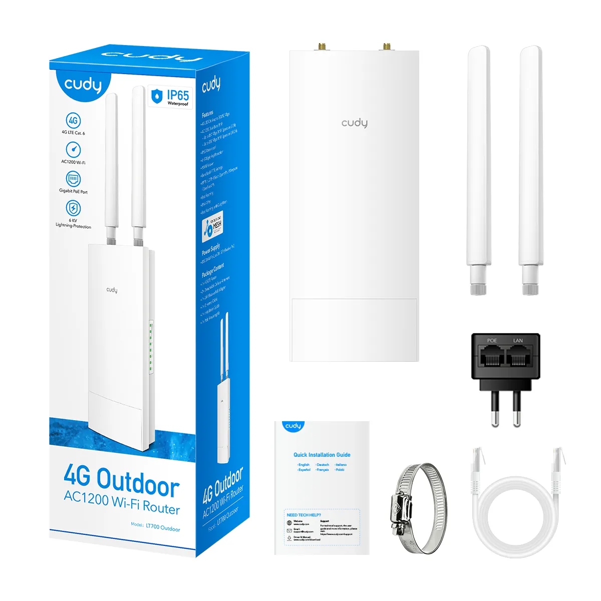 Cudy Indoor/Outdoor 4G Cat 6 AC1200 Wi-Fi Router, LT700 Outdoor 1.0 wireless router – slika 6