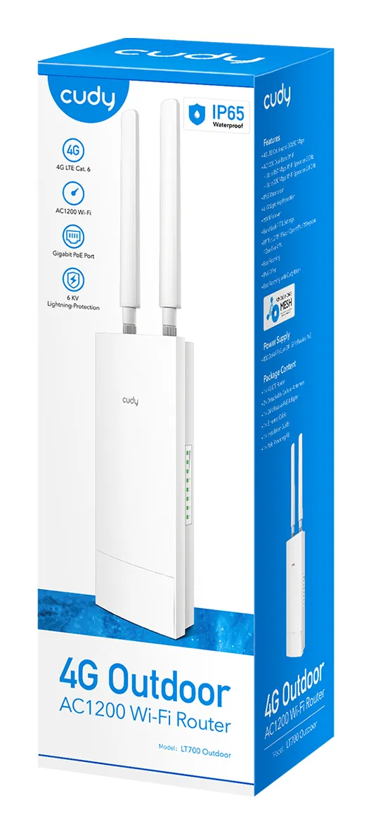Cudy Indoor/Outdoor 4G Cat 6 AC1200 Wi-Fi Router, LT700 Outdoor 1.0 wireless router – slika 5
