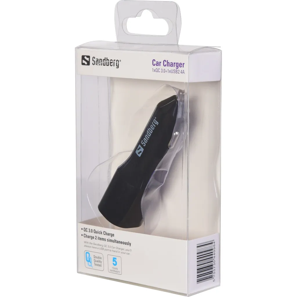 Sandberg Car Charger 1xQC 3.0+1xUSB2.4A – slika 2