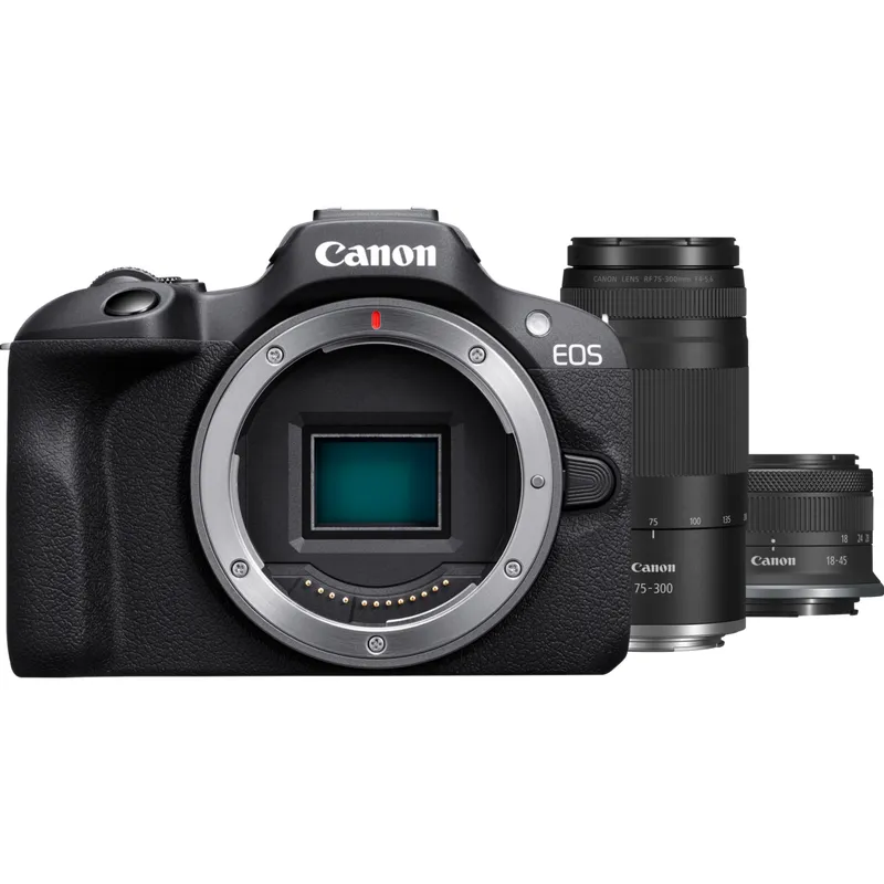 Canon EOS R100 + RF-S 18-45mm F4.5-6.3 IS STM Lens + RF 75-300mm F4-5.6 Lens