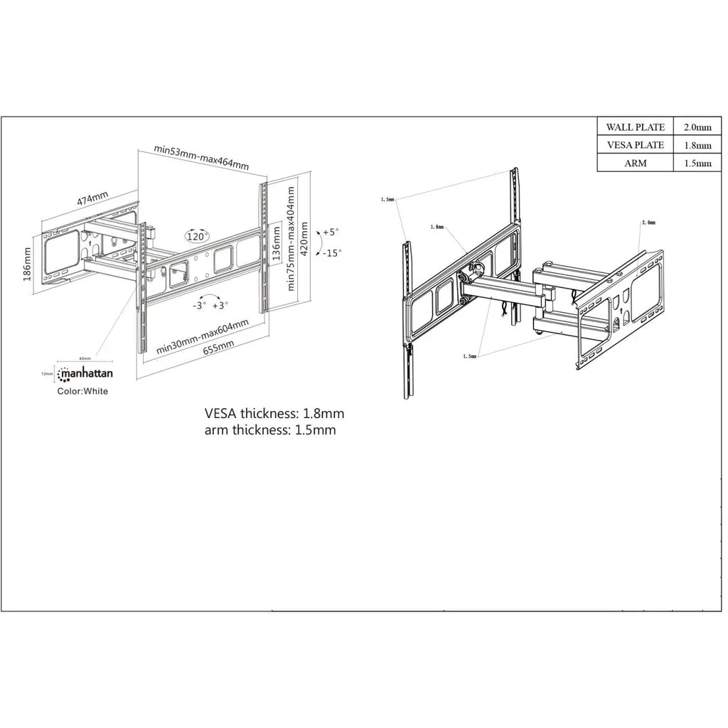 Manhattan 461351 monitor mount / stand – slika 5