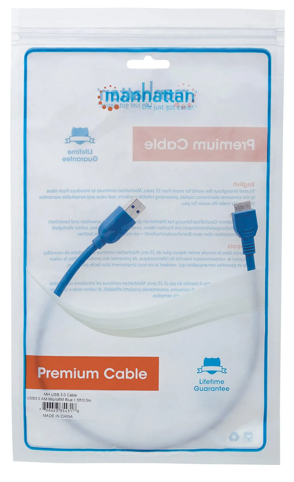 Manhattan 0.5m, USB3.0-A/USB3.0 Micro-B USB cable – slika 5