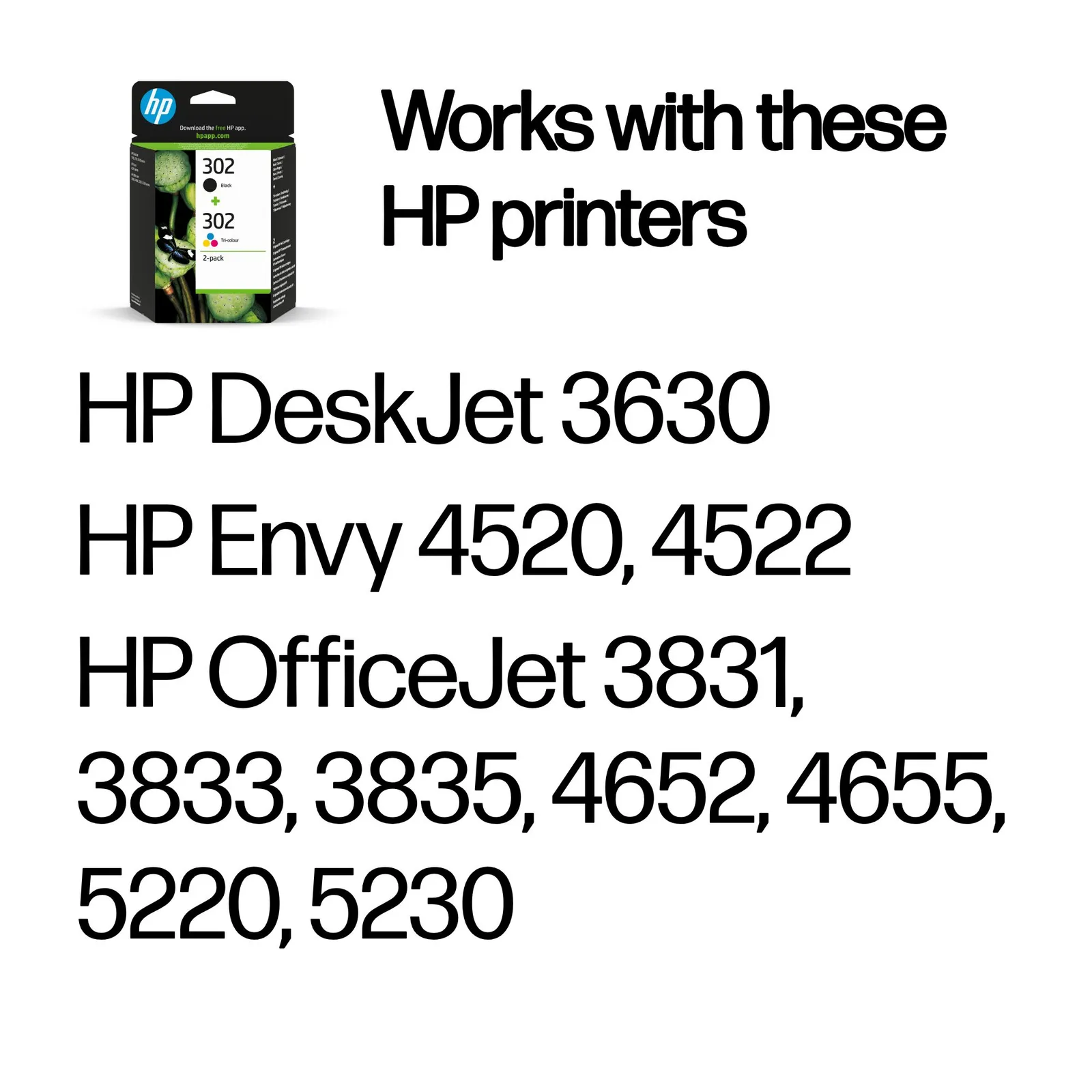 HP 302 2-pack Black/Tri-colour Original Ink Cartridges ink cartridge – slika 2