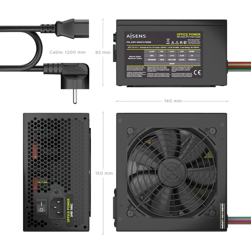 AISENS ASPC-500ATX-PSEBK power supply unit – slika 3