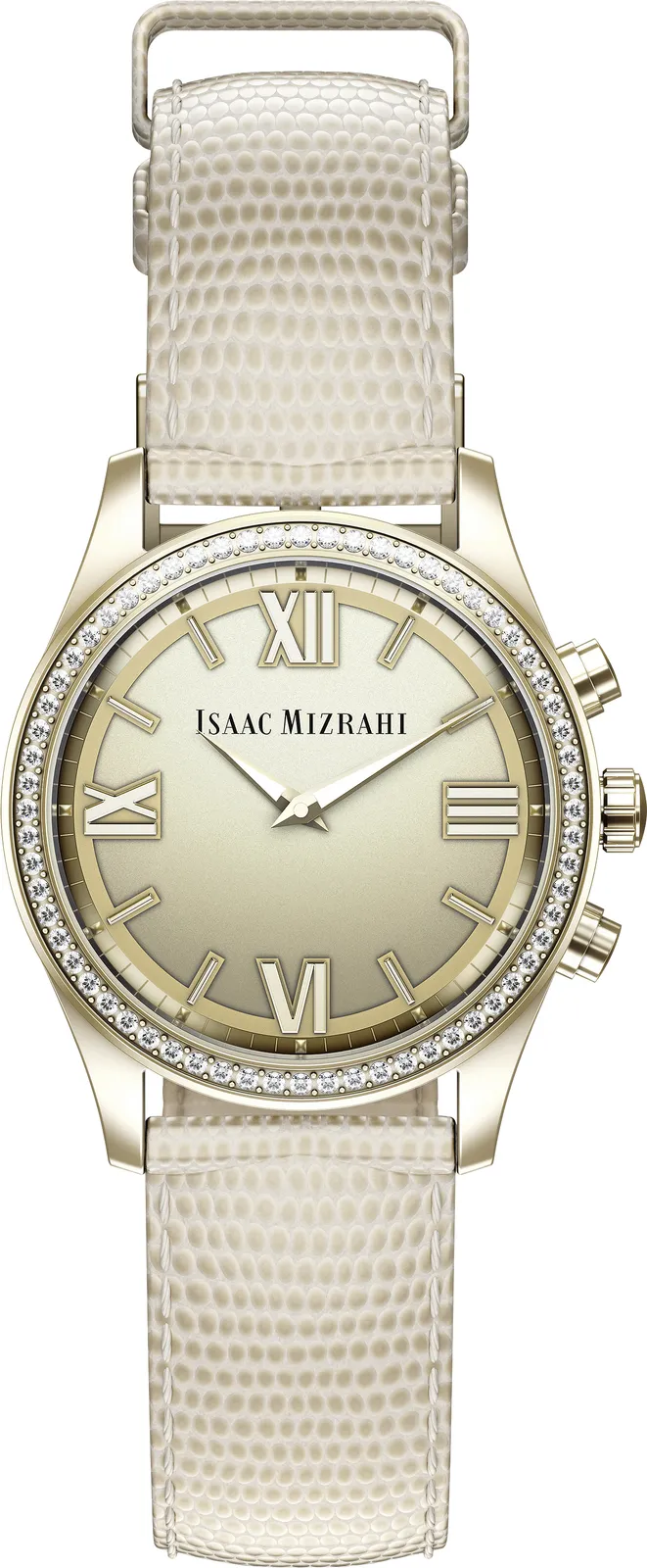 HP Isaac Mizrahi Gold Smartwatch Cream Lizard Strap – slika 3