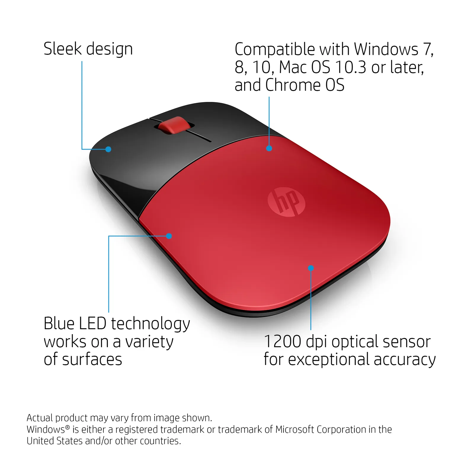 HP Z3700 Red Wireless mouse – slika 4