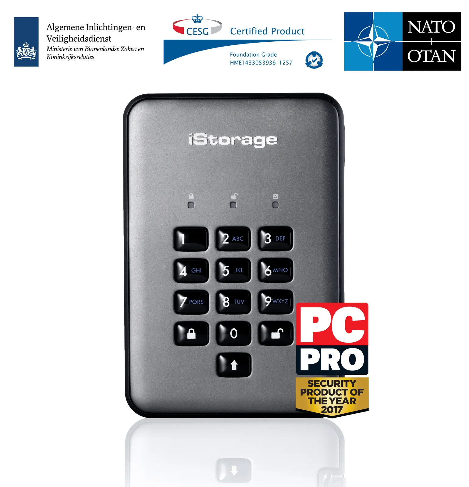 iStorage diskAshur Pro2 SSD 256-bit 512GB - Classified - Graphite external hard drive