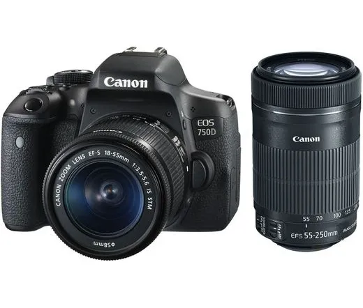 Canon EOS 750D + 18-55mm IS STM + 55-250mm IS STM