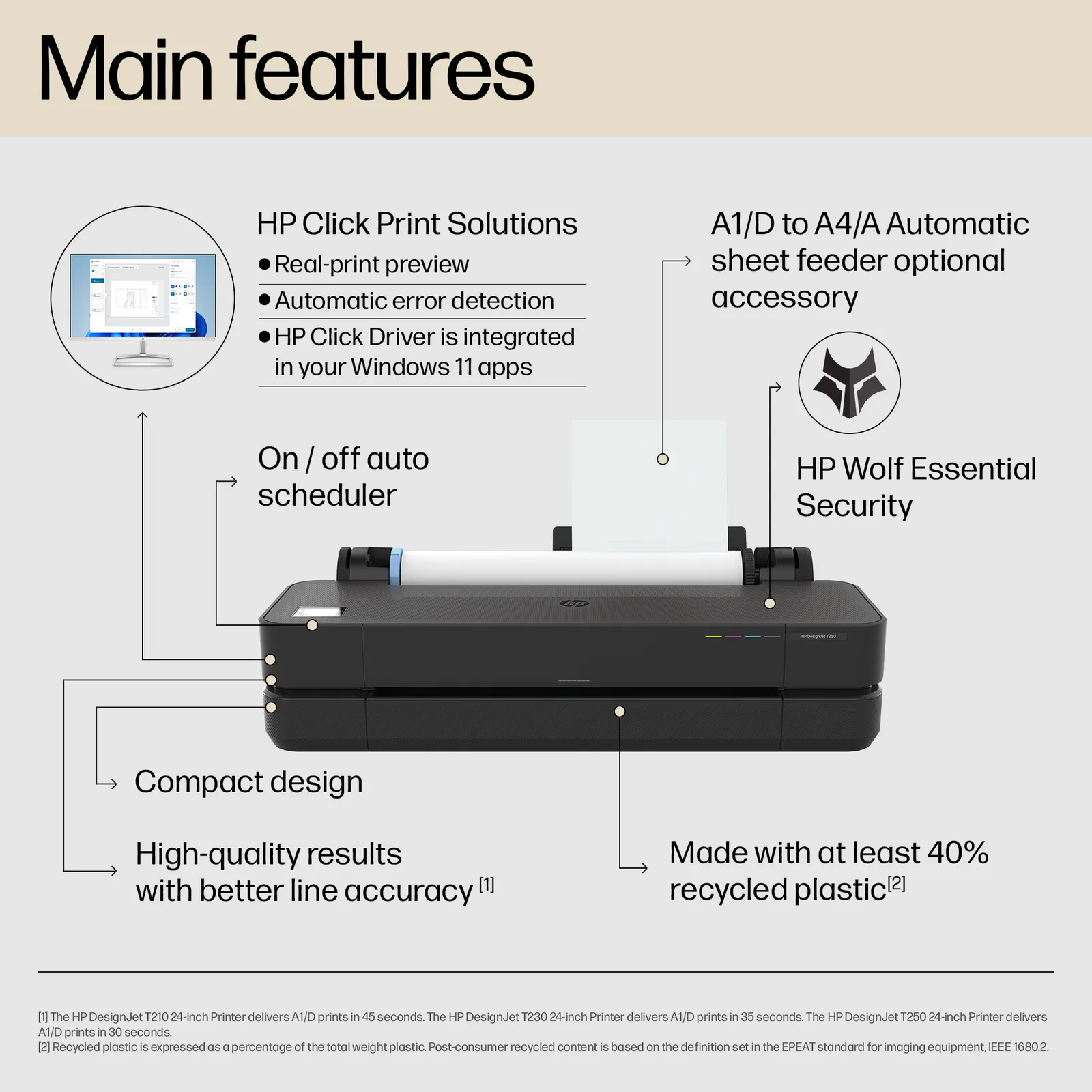 HP DesignJet T250 24-in Printer large format printer – slika 9