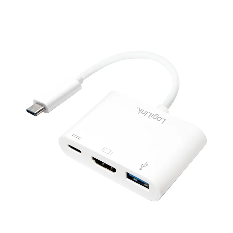 LogiLink 0.14m, 2xUSB-C/HDMI+USB A