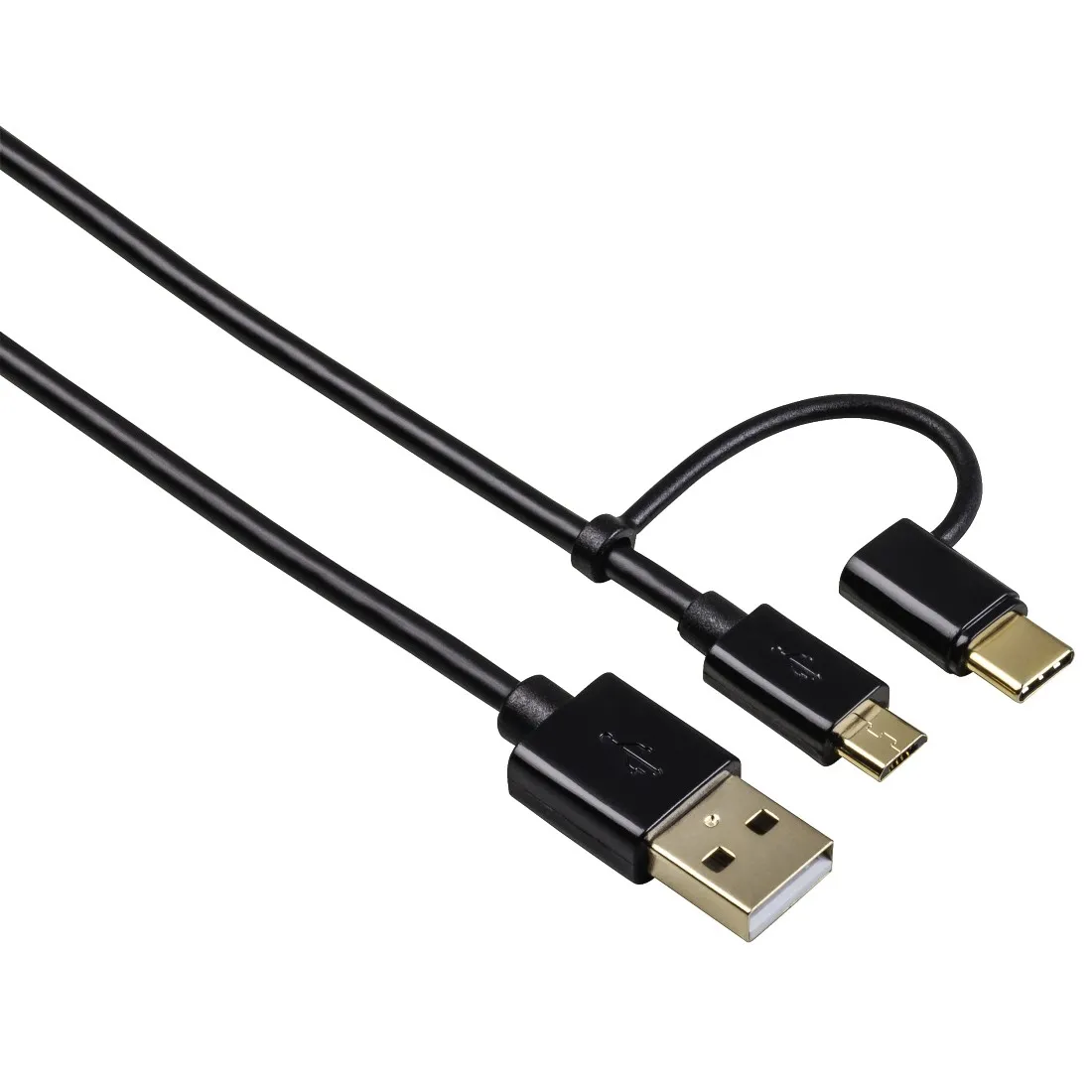 Hama 1m, USB2.0-A/USB2.0 Micro-B + USB2.0-C USB cable