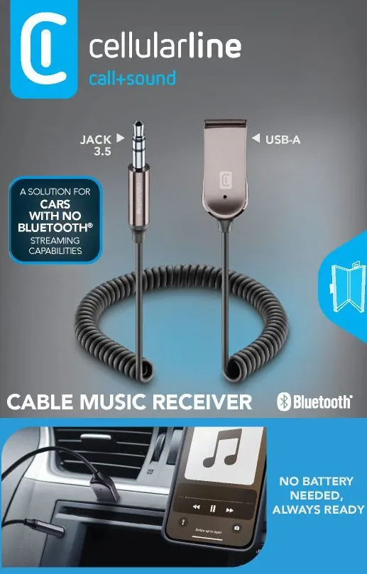 Cellularline BLUETOOTH RECEIVER CABLE 3.5 JACK CONNECTOR AND USB-A PORT audio cable – slika 9