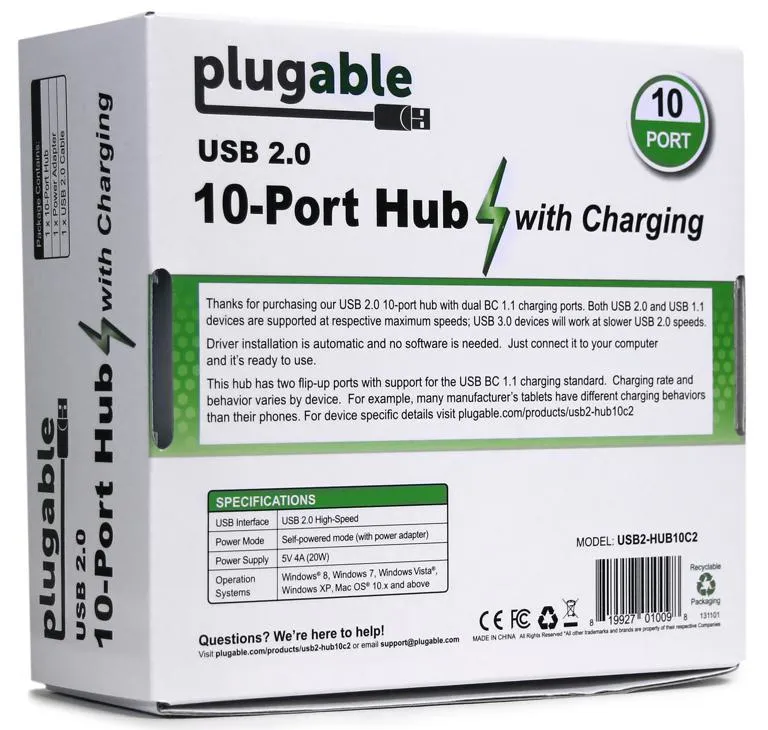 Plugable Technologies USB2-HUB10C2 interface hub – slika 5