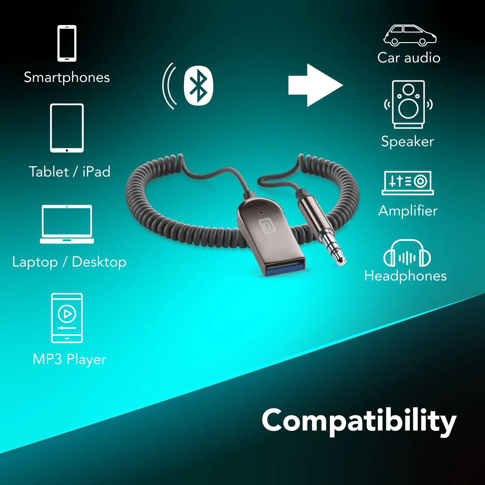 Cellularline BLUETOOTH RECEIVER CABLE 3.5 JACK CONNECTOR AND USB-A PORT audio cable – slika 8