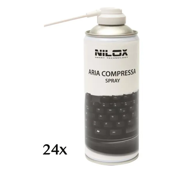Nilox Spray à air comprimé pour Nettoyer Les Ordinateurs, claviers et Accessoires - Multipack 24pc