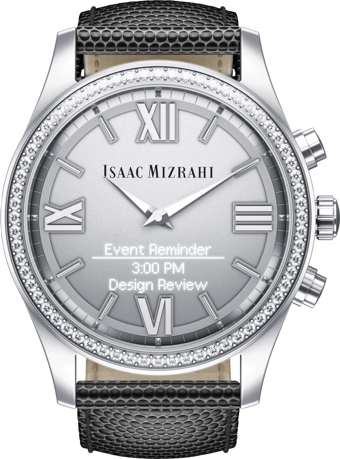 HP Isaac Mizrahi Silver Smartwatch Grey Lizard Strap