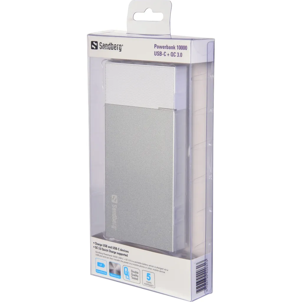 Sandberg Powerbank 10000 USB-C + QC 3.0 – slika 2