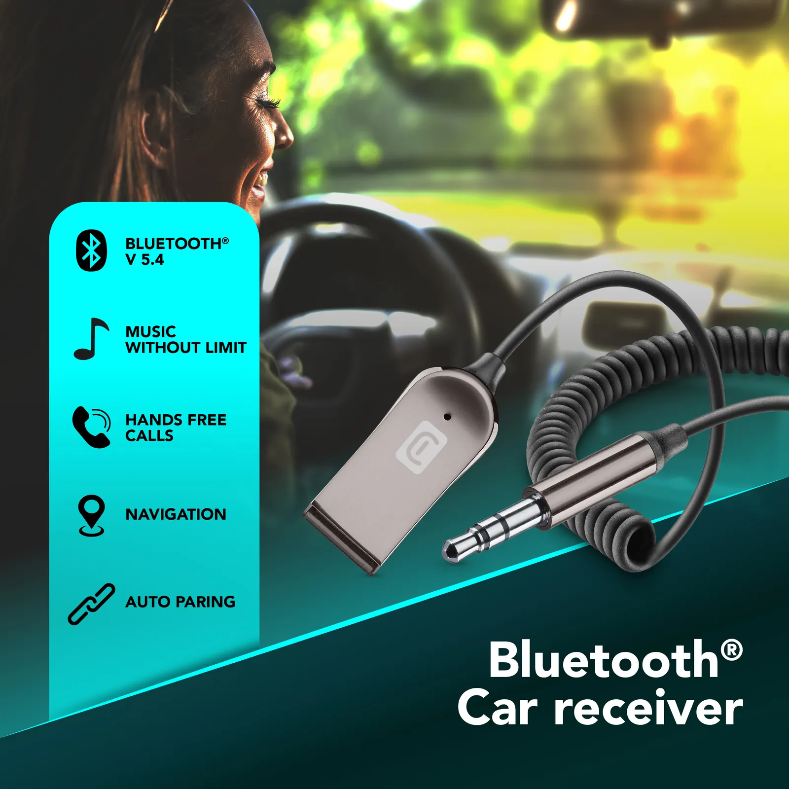 Cellularline BLUETOOTH RECEIVER CABLE 3.5 JACK CONNECTOR AND USB-A PORT audio cable – slika 3
