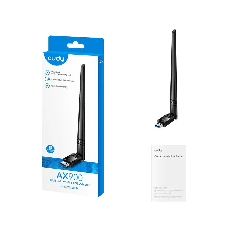 Cudy AX900 High Gain Wi-Fi 6 Bluetooth 5.4 USB Adapter, WU900H 1.0 – slika 2