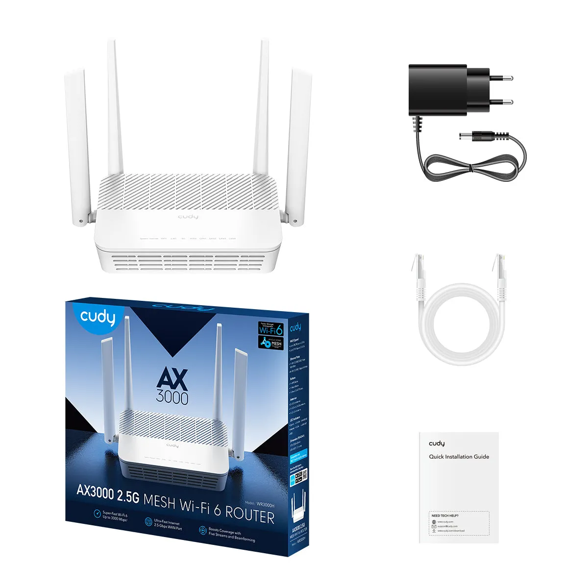 Cudy AX3000 2.5G Mesh Wi-Fi 6 Router, WR3000H 1.0 wireless router – slika 3
