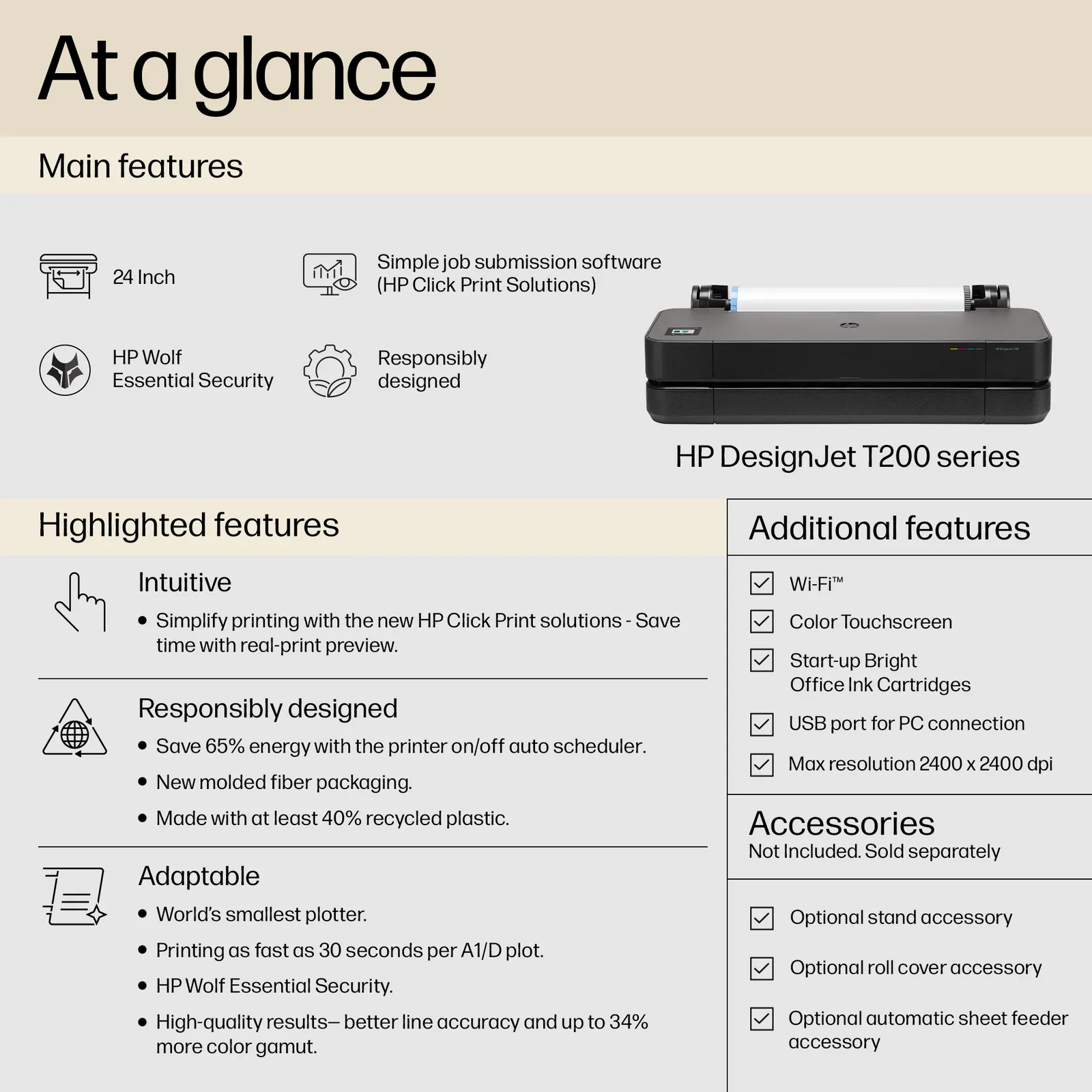 HP DesignJet T250 24-in Printer large format printer – slika 8