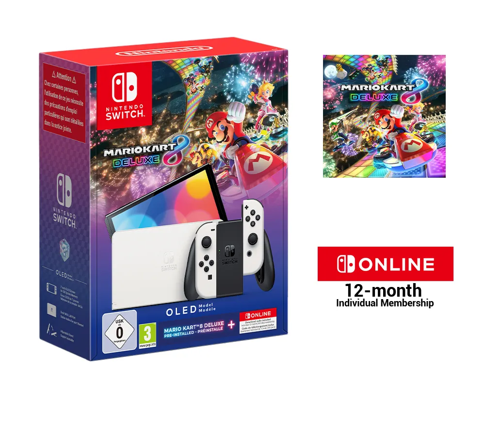 Nintendo Switch OLED + Mario Kart 8 Deluxe + Switch Online 12 Months portable game console