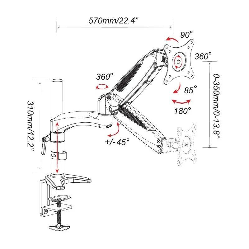Techly ICA-LCD 112-BK monitor mount / stand – slika 3