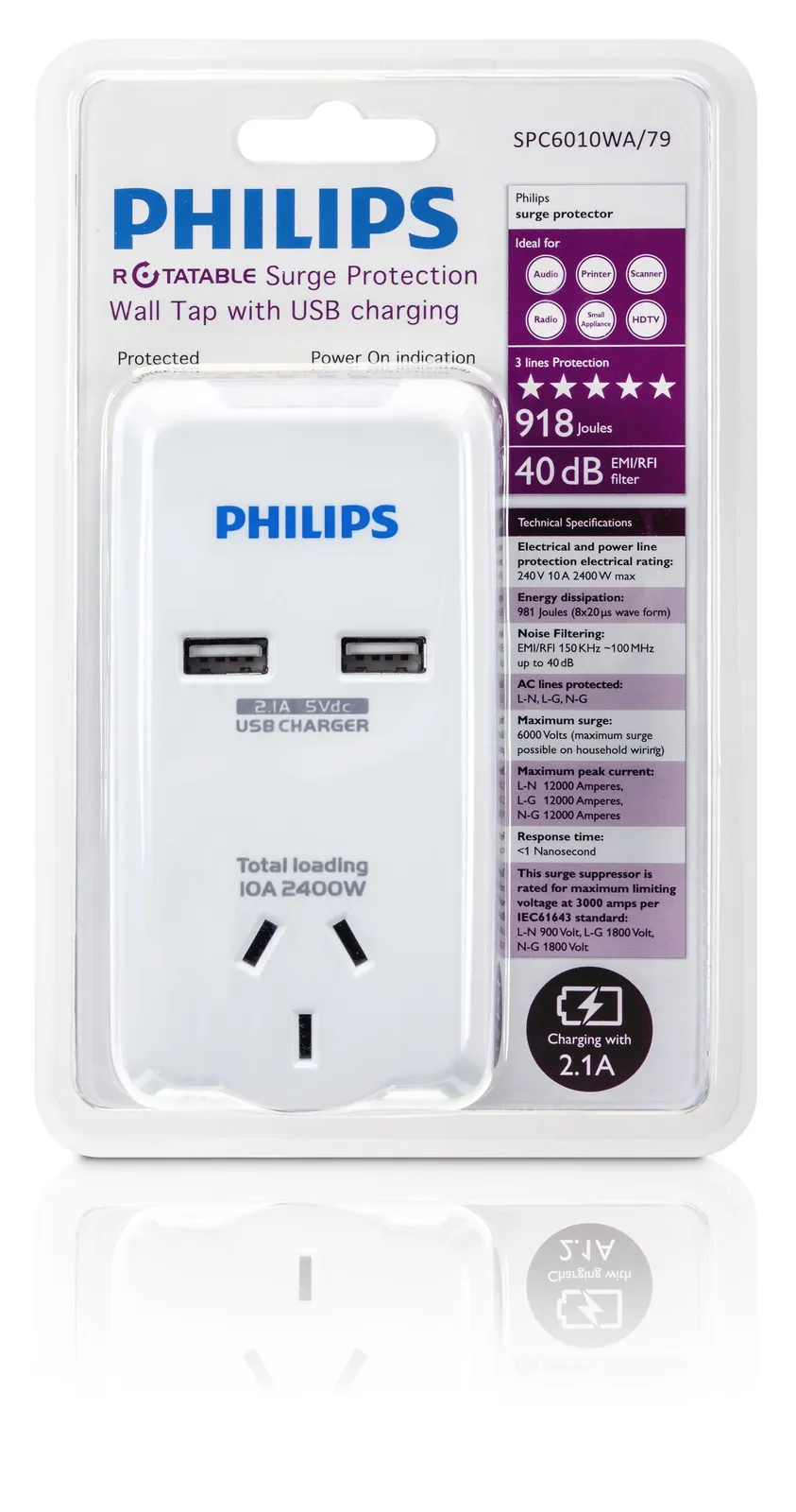Philips SPC6010WA/79 surge protector – slika 2