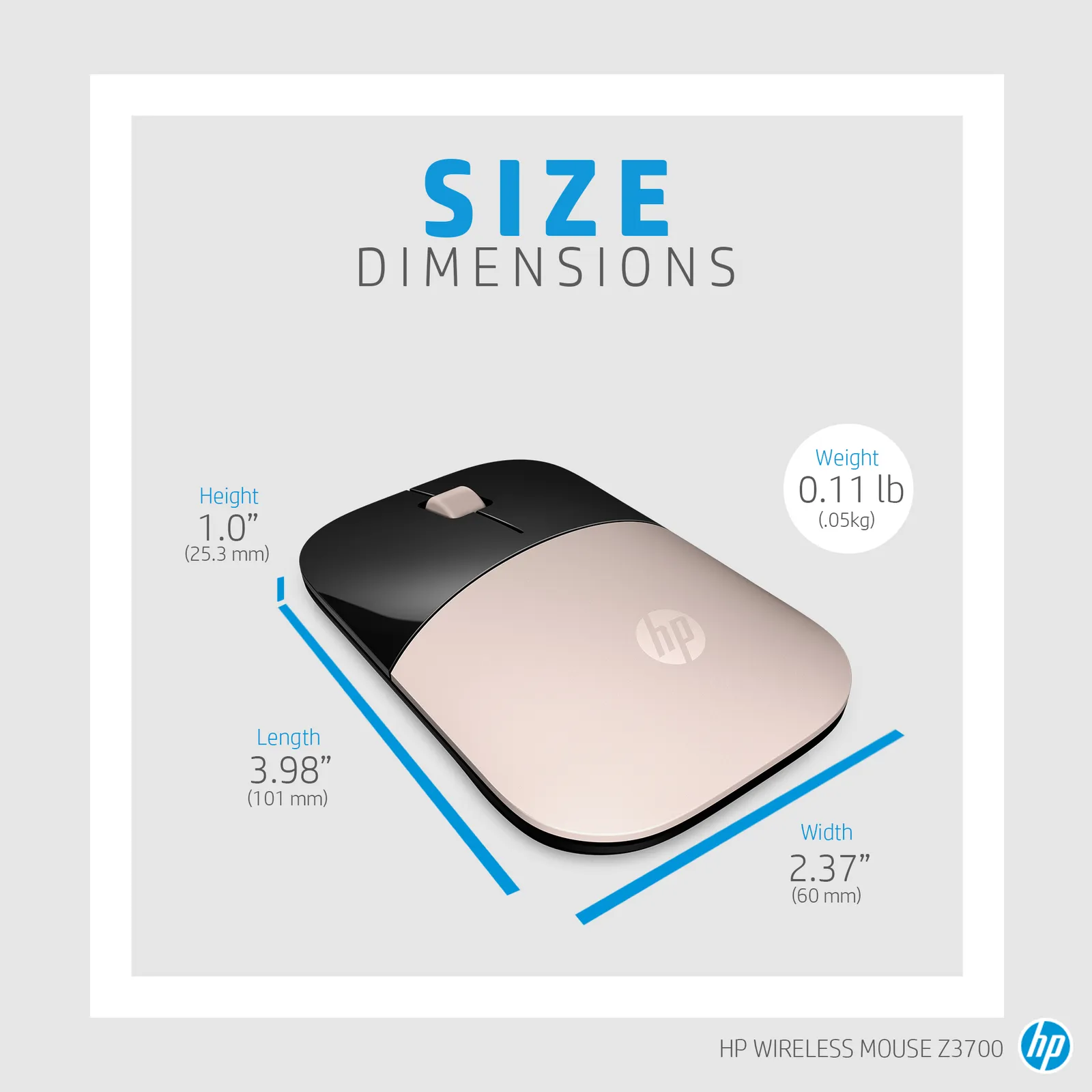 HP Z3700 Blue Wireless mouse – slika 3