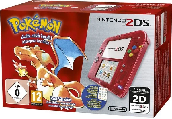 Nintendo 2DS + Pokémon Red Version portable game console
